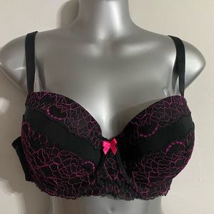 Adore Me NWT  Black and Pink Lace Bra Size 40 B